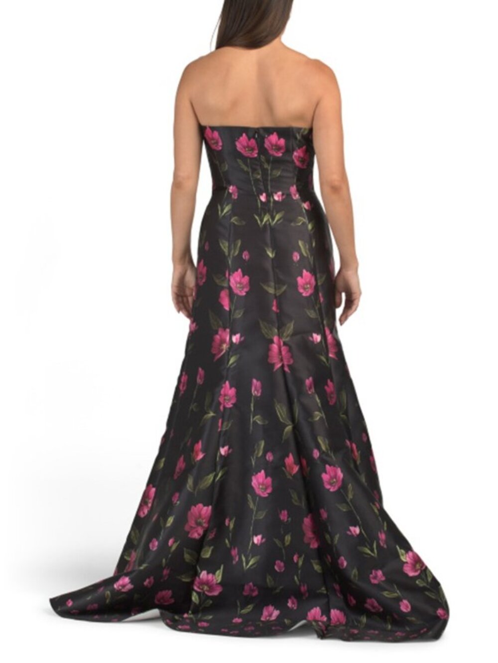 RENE BY RENE RUIZ Strapless Floral Gown With Slit - Picture 5 of 11